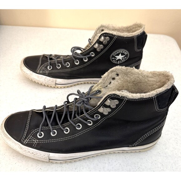 Converse Chuck Taylor City Hiker Black Shearling Hi Top Leather Men’s Size 11 - Picture 5 of 15
